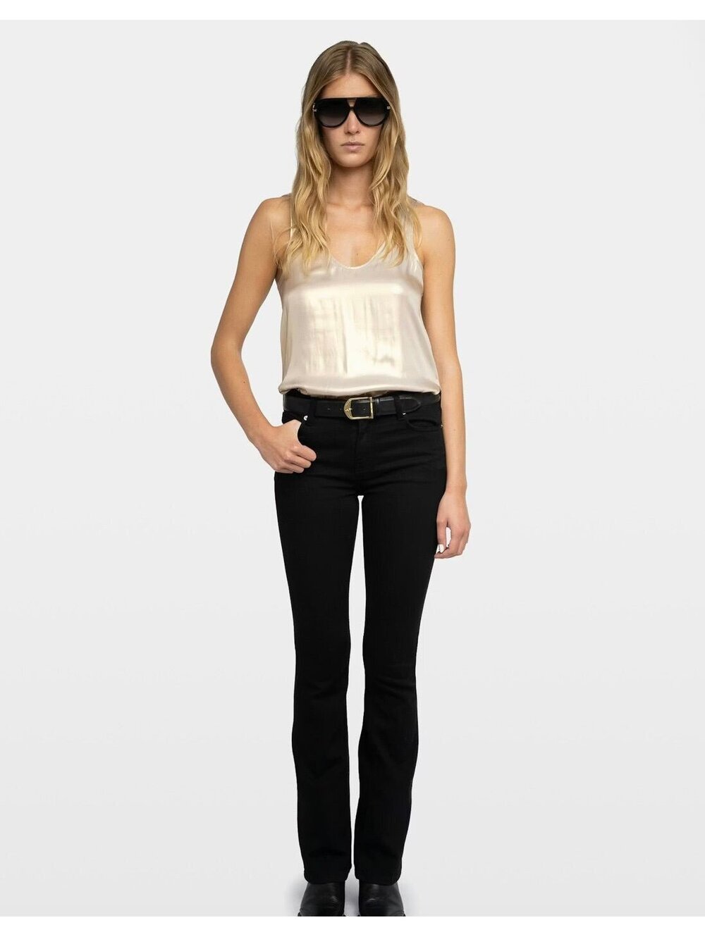 Tarys Gold Satin Tank Top